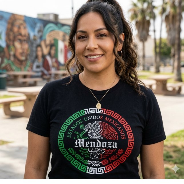 Camiseta emblemática do sobrenome Mendoza México p (Mendoza Last Name México emblem shirt )