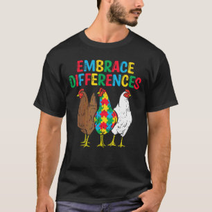 Camiseta Embrace diferenças 3 frangos Quebra-cabeça Autism