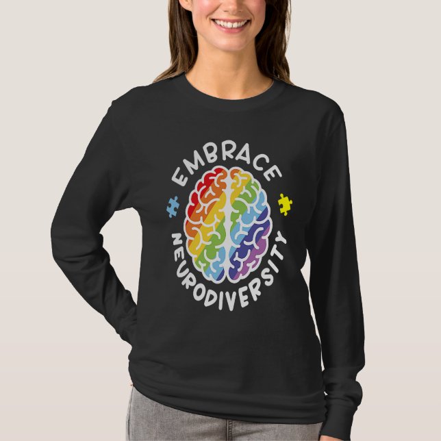 Camiseta Embrace Neurodiversity Brain Autism Awareness Puzz (Frente)
