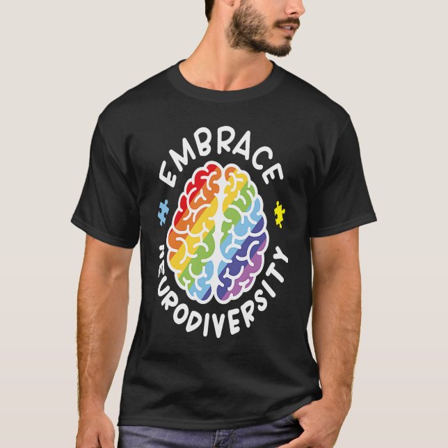 Camiseta Embrace Neurodiversity Brain Autism Awareness Puzz (Frente)