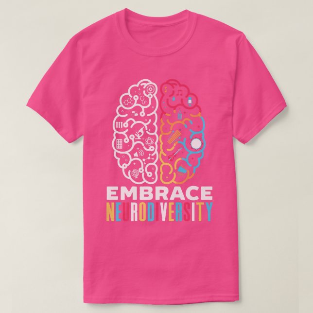 Camiseta Embrace Neurodiversity Design Embrace ADHD Autism  (Frente do Design)