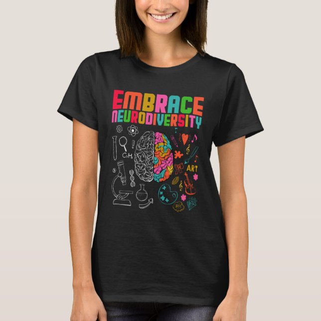 Camiseta Embrace Neurodiversity Rainbow Brain Autism Awaren (Frente)