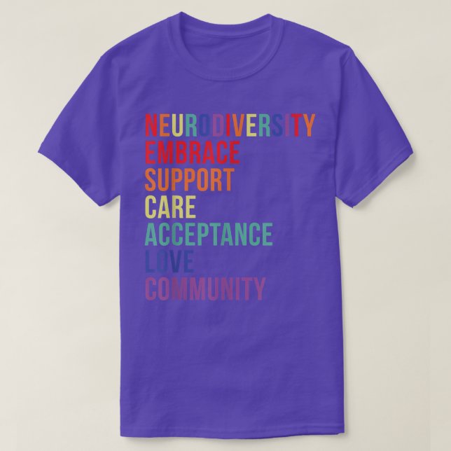 Camiseta Embrace Support Neurodiversity Brain ADHD Autism A (Frente do Design)