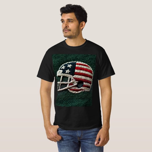 Camiseta Embroidered American football helmet on dark green (Frente Completa)