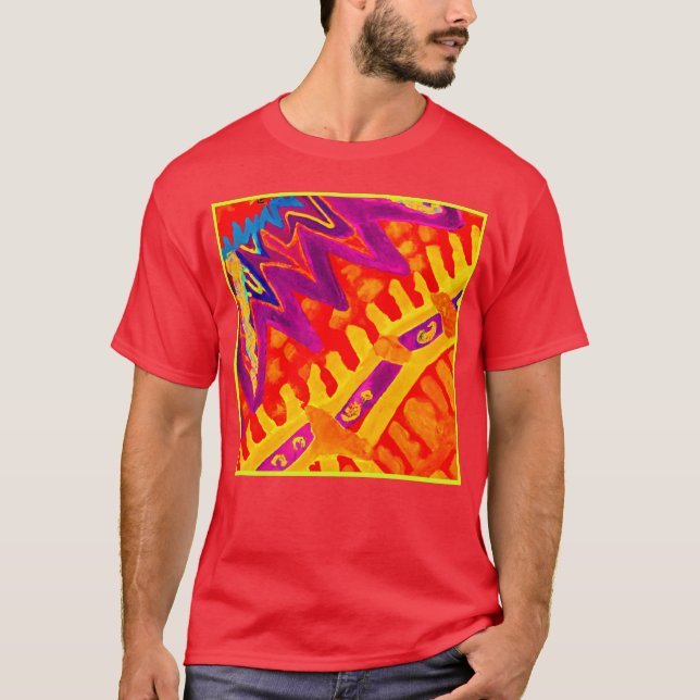 Camiseta Embrulhando Design de padrão colorido (Frente)