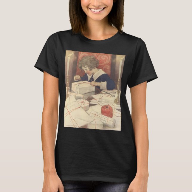 Camiseta Embrulhando Presentes de Natal, Jessie Willcox Smi (Frente)