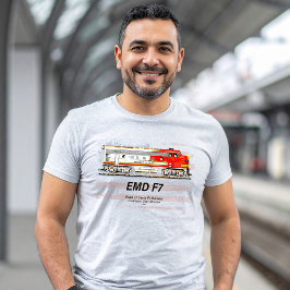 Camiseta EMD F7 Santa Fe Warbonnet com Bandeira Americana.