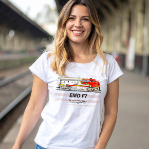 Camiseta EMD F7 Santa Fe Warbonnet com Bandeira Americana.