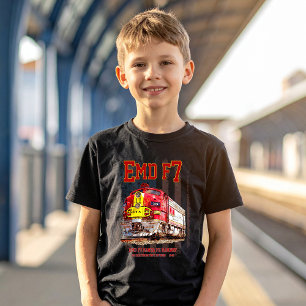 Camiseta EMD F7 Santa Fe Warbonnet com Bandeira Americana.