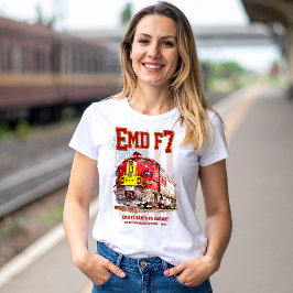 Camiseta EMD F7 Santa Fe Warbonnet com Bandeira Americana.