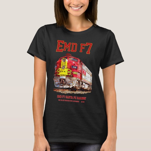 Camiseta EMD F7 Santa Fe Warbonnet Diesel Locomotive. (Frente)