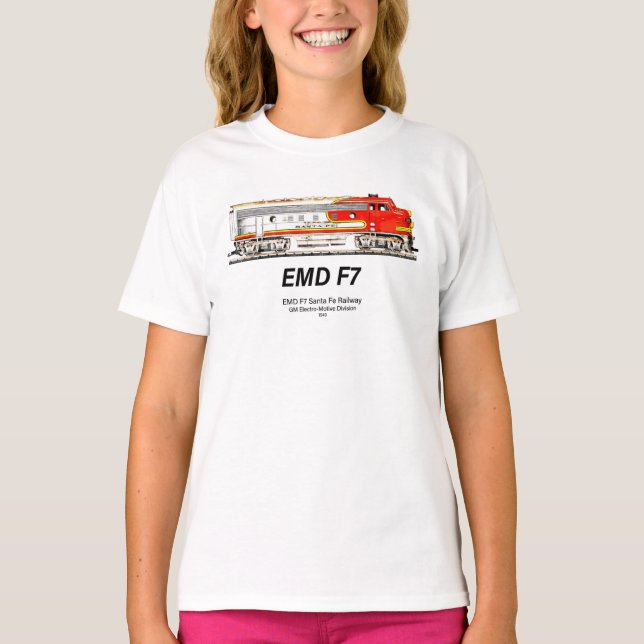 Camiseta EMD F7 Santa Fe Warbonnet Diesel Locomotive. (Frente)