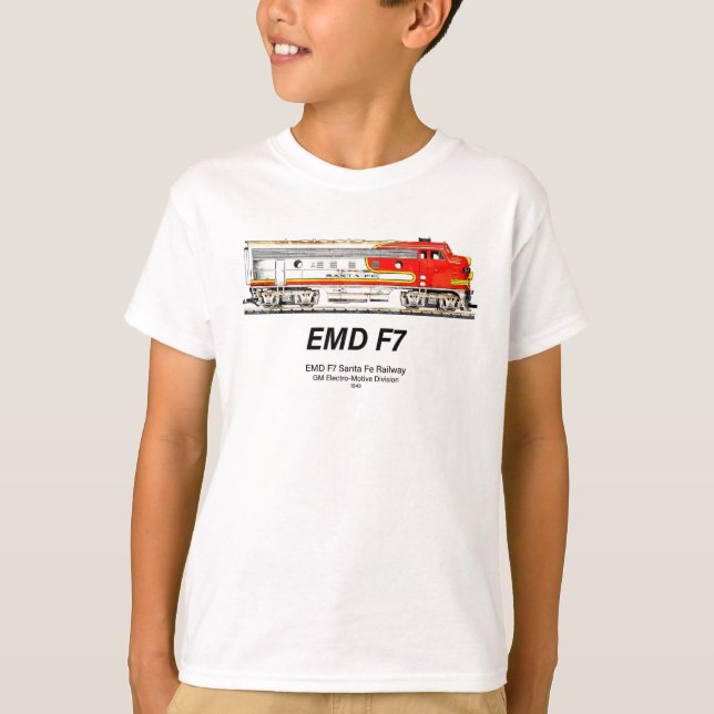 Camiseta EMD F7 Santa Fe Warbonnet Diesel Locomotive. (Frente)
