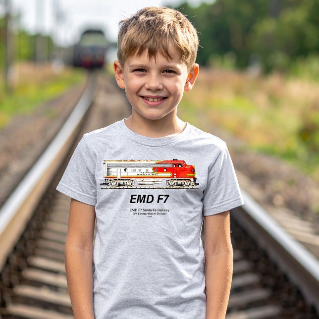 Camiseta EMD F7 Santa Fe Warbonnet Diesel Locomotive. (EMD F7 Santa Fe Warbonnet Diesel Locomotive. Boy Basic T-Shirt)
