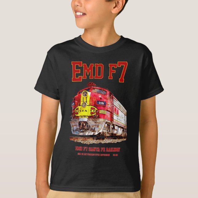 Camiseta EMD F7 Santa Fe Warbonnet Diesel Locomotive. (Frente)