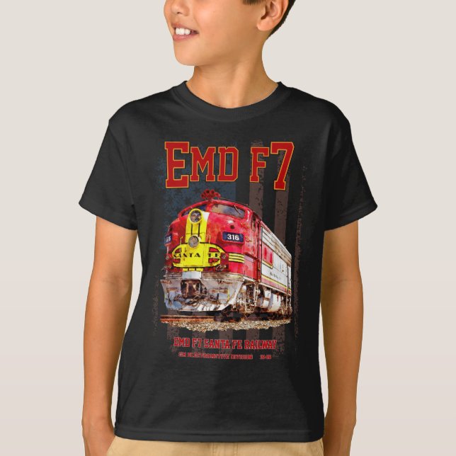 Camiseta EMD F7 Santa Fe Warbonnet with American Flag. (Frente)