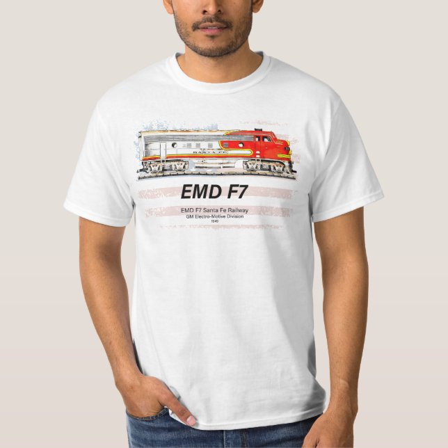 Camiseta EMD F7 Santa Fe Warbonnet with American Flag. (Frente)