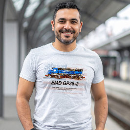 Camiseta EMD GP38-2 Locomotiva diesel e bandeira americana