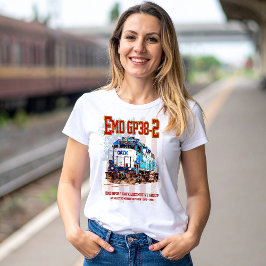 Camiseta EMD GP38-2 Locomotiva diesel e bandeira americana