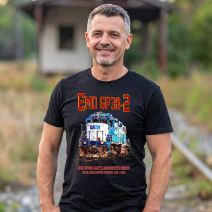 Camiseta EMD GP38-2 Locomotive diesel azul e branco GATX