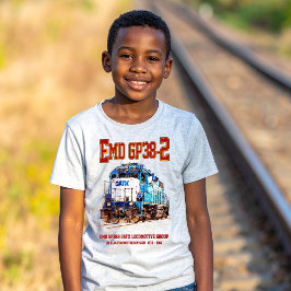 Camiseta EMD GP38-2 Locomotive diesel azul e branco GATX