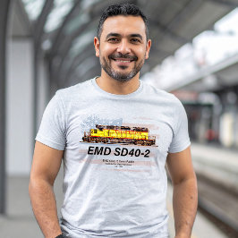 Camiseta EMD SD40-2 Locomotiva Diesel. bandeira americana