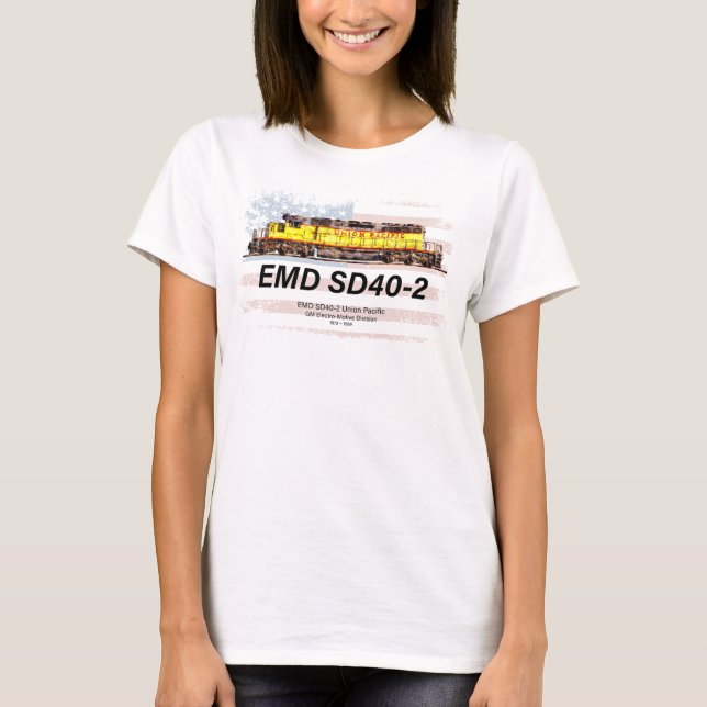 Camiseta EMD SD40-2 Locomotiva Diesel. bandeira americana (Frente)