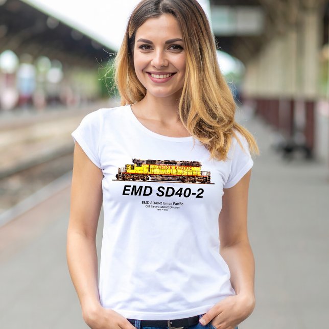 Camiseta EMD SD40-2 Locomotiva Diesel. União do Pacífico (EMD SD40-2 Diesel Locomotive. Union Pacific Train. Womens Basic T-Shirt)