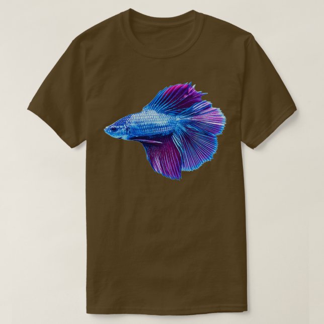 Camiseta Emerald Blue Betta Siamese Fish (Frente do Design)