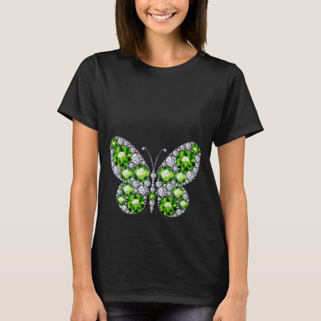 Camiseta Emerald Jewels Rhinestone Butterfly Topo feminino (Frente)