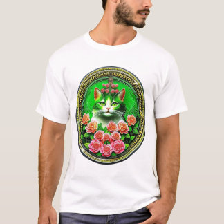 Camiseta Emerald Rose Cat Medallion