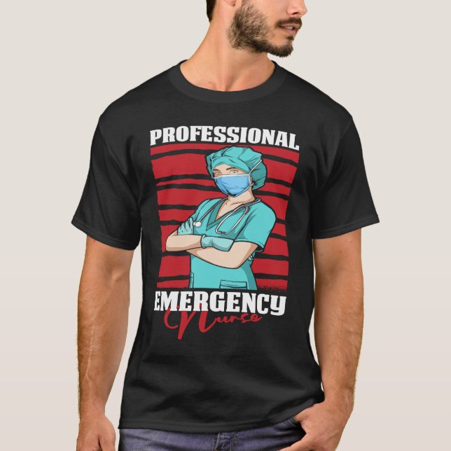 Camiseta Emergência do Hospital de Cuidados Profissionais d (Frente)