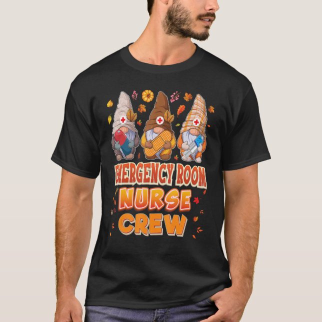 Camiseta Emergency Room Nurse Crew Gnomes Thanksgiving Grat (Frente)