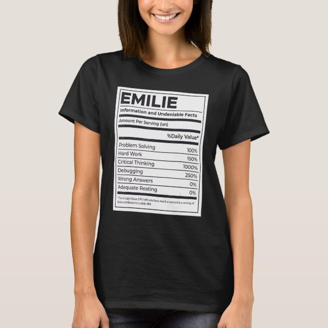 Camiseta Emilie Nutrition Information Problem Solving Duro (Frente)