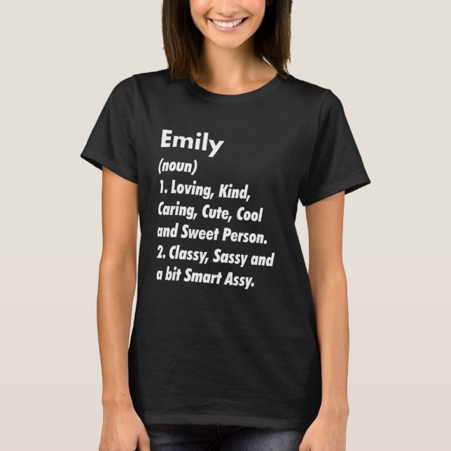 Camiseta Emily Definition Personalizated Engraçado Ideia de (Frente)