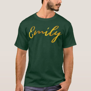 Camiseta Emily Name Hand Lettering em letras Douradas falsa