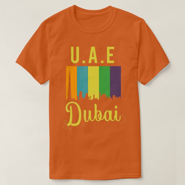 Camiseta Emirados Árabes Unidos Abu Dhabi Dubai Skyline H (Frente do Design)