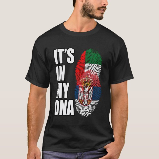 Camiseta Emirati E Sérvia Mix Heritage Dna Flag (Frente)