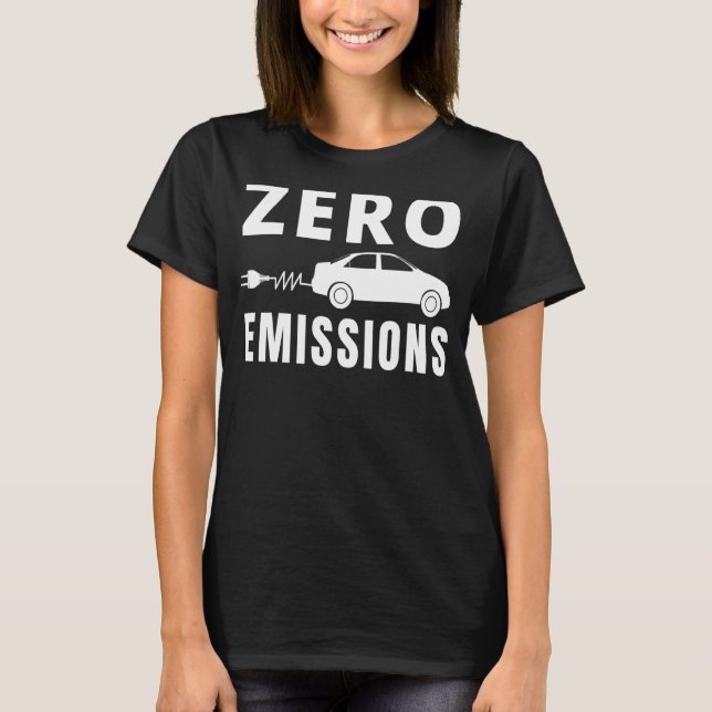 Camiseta Emissões A Zero 100 Do Tempo EV Ca Elétrica (Frente)