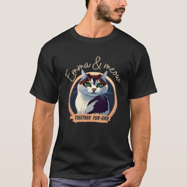 Camiseta Emma e Meow Juntos Fur para sempre (Frente)