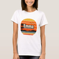 Emma Retro Pôr do Sol Nome Personalizado