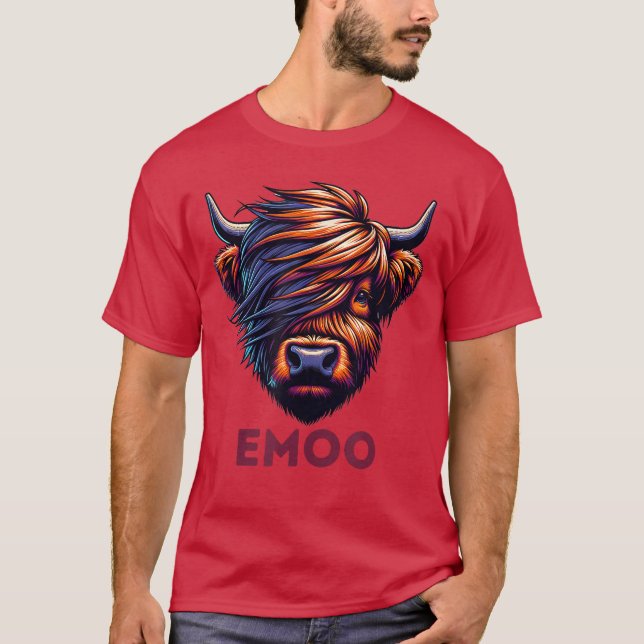Camiseta Emo Cow Cute Scottish Highland Emoo Grunge Men Wom (Frente)