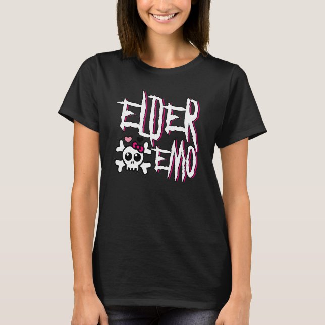 Camiseta Emo Forever Pink Skull 2000s Kid Punk an Elder Emo (Frente)