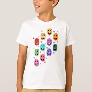 Camiseta Emoções Rostos Coloridos