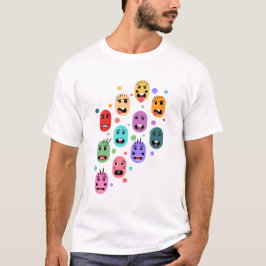 Camiseta Emoções Rostos Coloridos