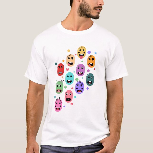 Camiseta Emoções Rostos Coloridos (Frente)