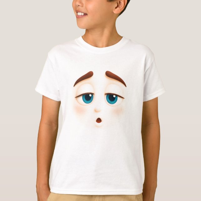 Camiseta emoji azul cansado sonolento (Frente)