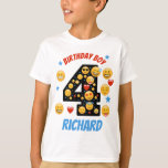 Camiseta Emoji Birthday Boy Quarto Sorriso<br><div class="desc">Comemore o aniversário com esta camiseta especial,  design personalizada</div>