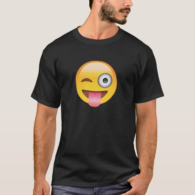 Camiseta Emoji - cara com língua (Frente)
