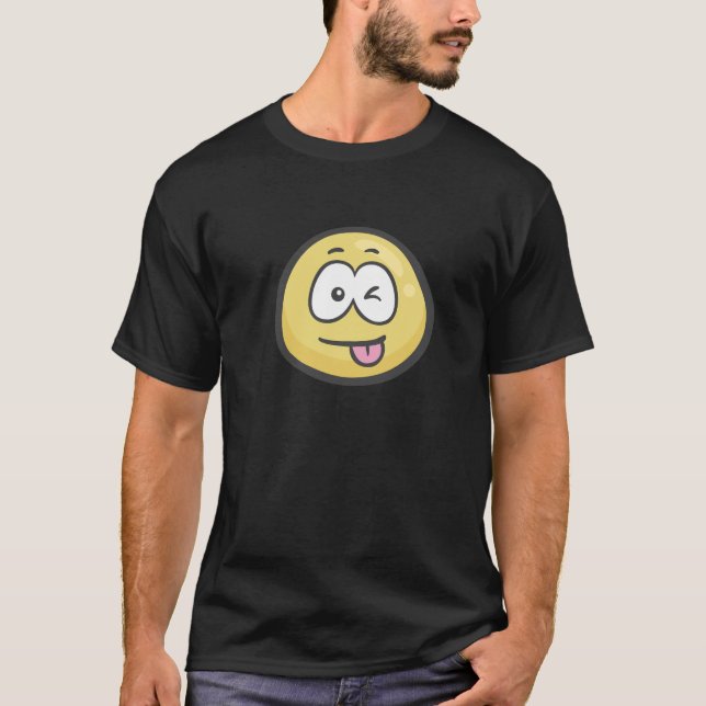 Camiseta Emoji: Cara com língua e o olho Colados-Para fora (Frente)